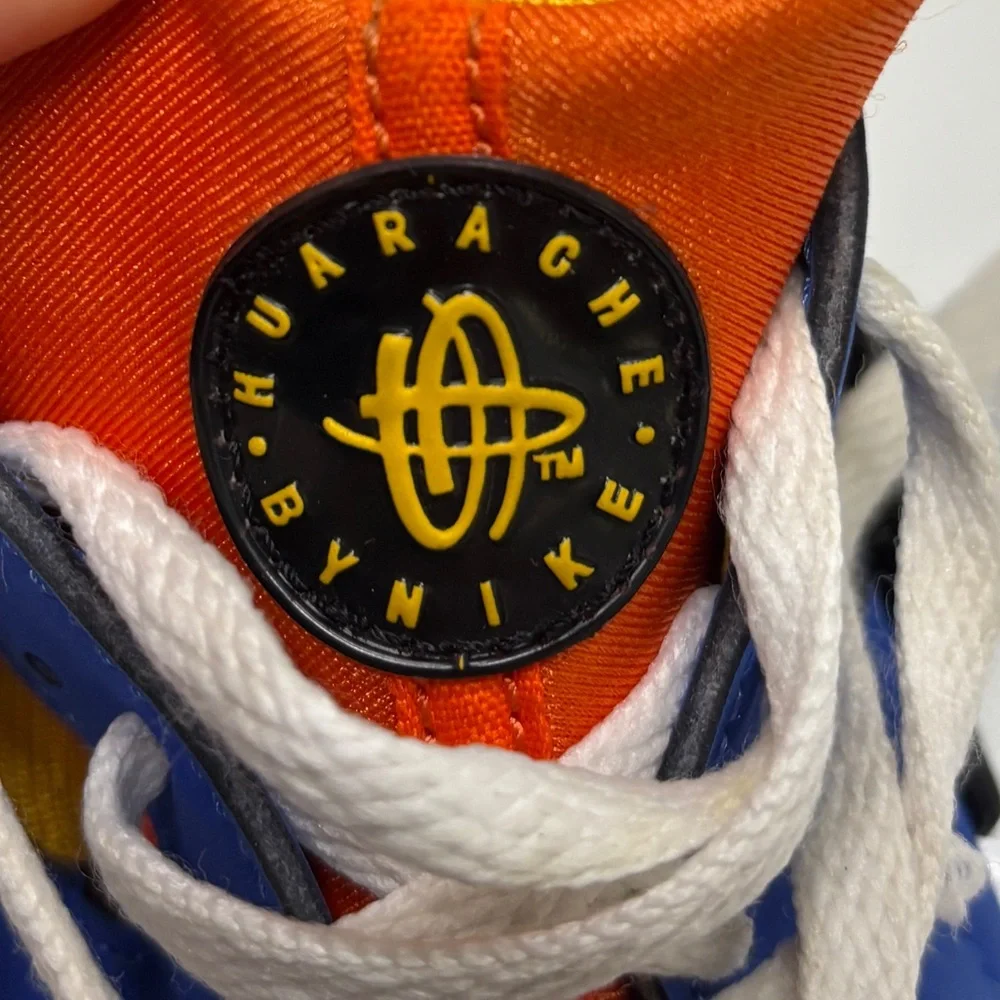 Nike Air Huarache Youth Sneakers Size 3Y Blue Orange Athletic Shoes